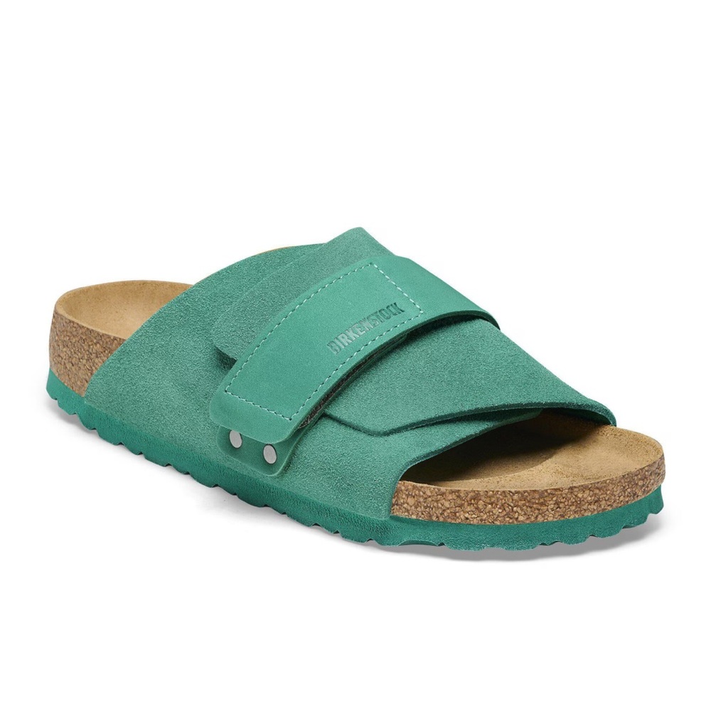 Birkenstock Kyoto Nubuck-Suede Leather Sandals digital green